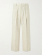 NN07 - Kay 1454 Straight-Leg Pleated Linen Trousers - Neutrals