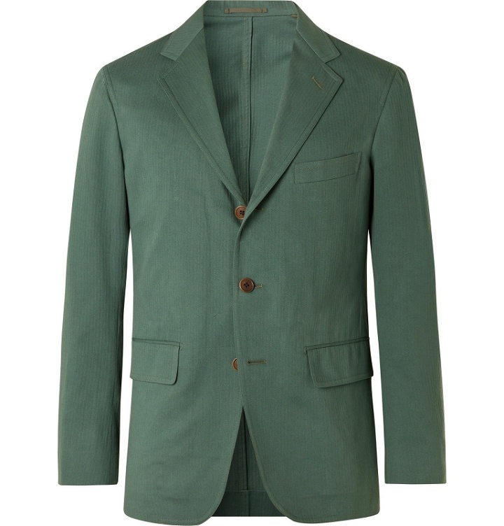 Photo: Camoshita - Herringbone Cotton Suit Jacket - Green