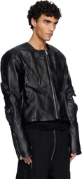 Swampgod Black Padded Leather Biker Jacket