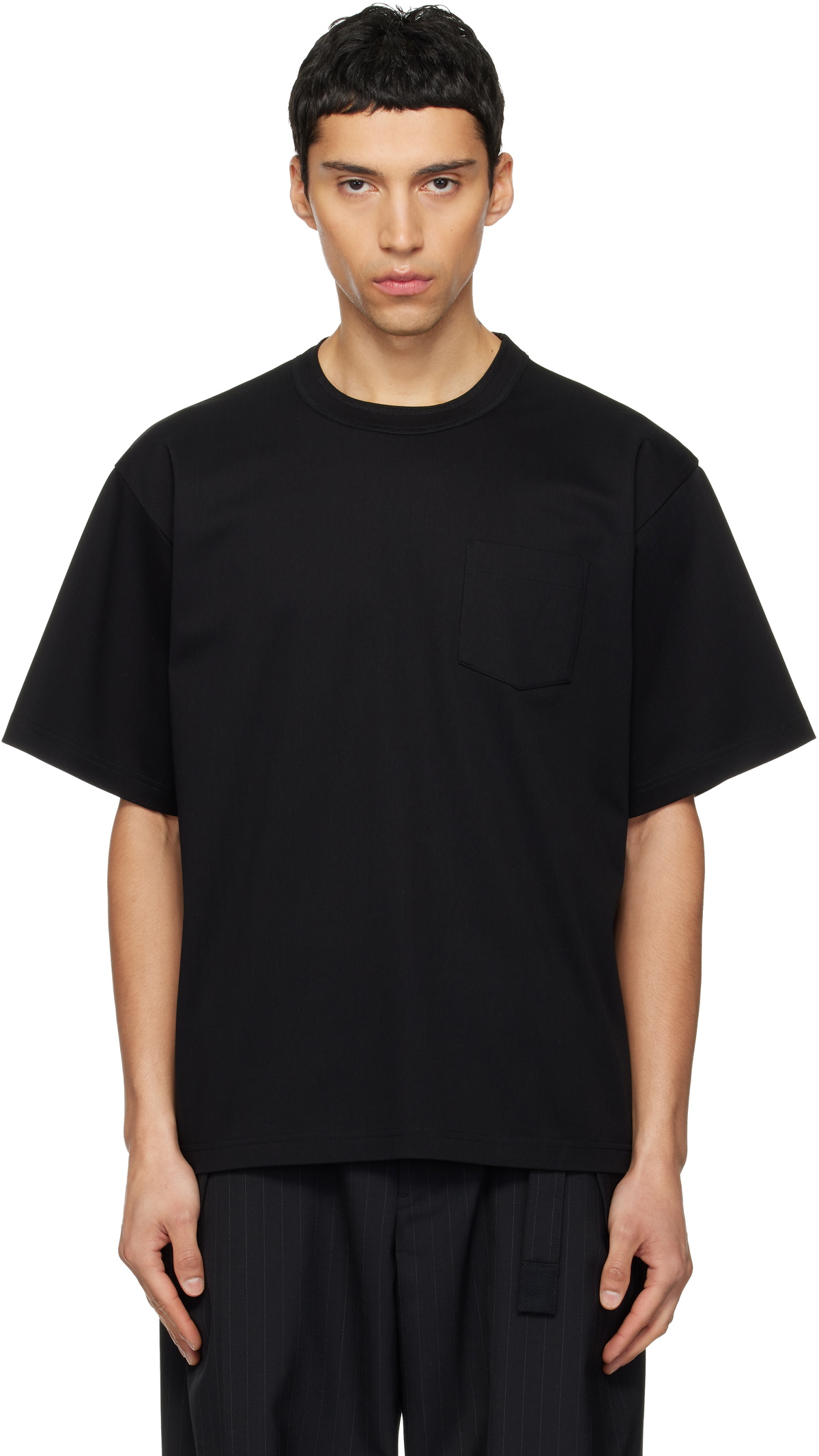 sacai Black Cotton Jersey T-shirt Sacai