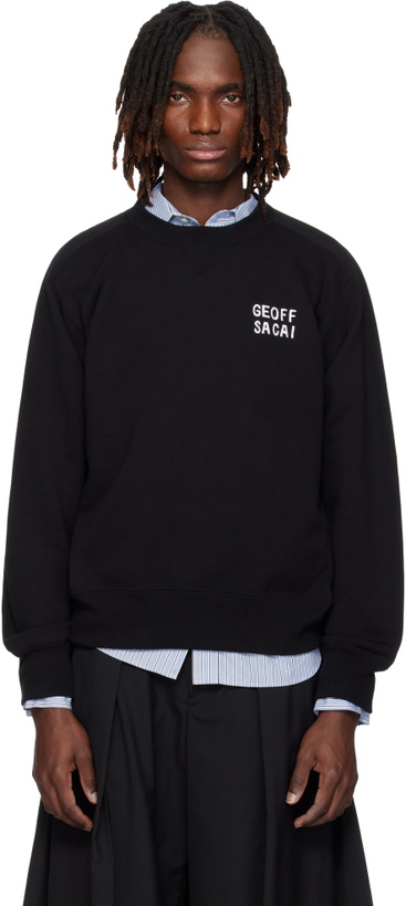 Photo: sacai Black 'geoff sacai' Embroidery Pullover Sweatshirt