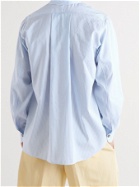 UMIT BENAN B - Julian Striped Silk and Cotton-Blend Shirt - Blue