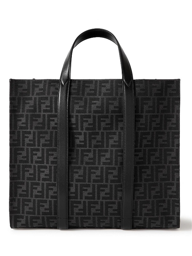 Photo: Fendi - Leather-Trimmed Logo-Jacquard Canvas Tote Bag