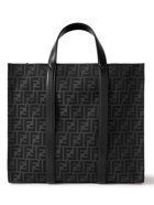 Fendi - Leather-Trimmed Logo-Jacquard Canvas Tote Bag