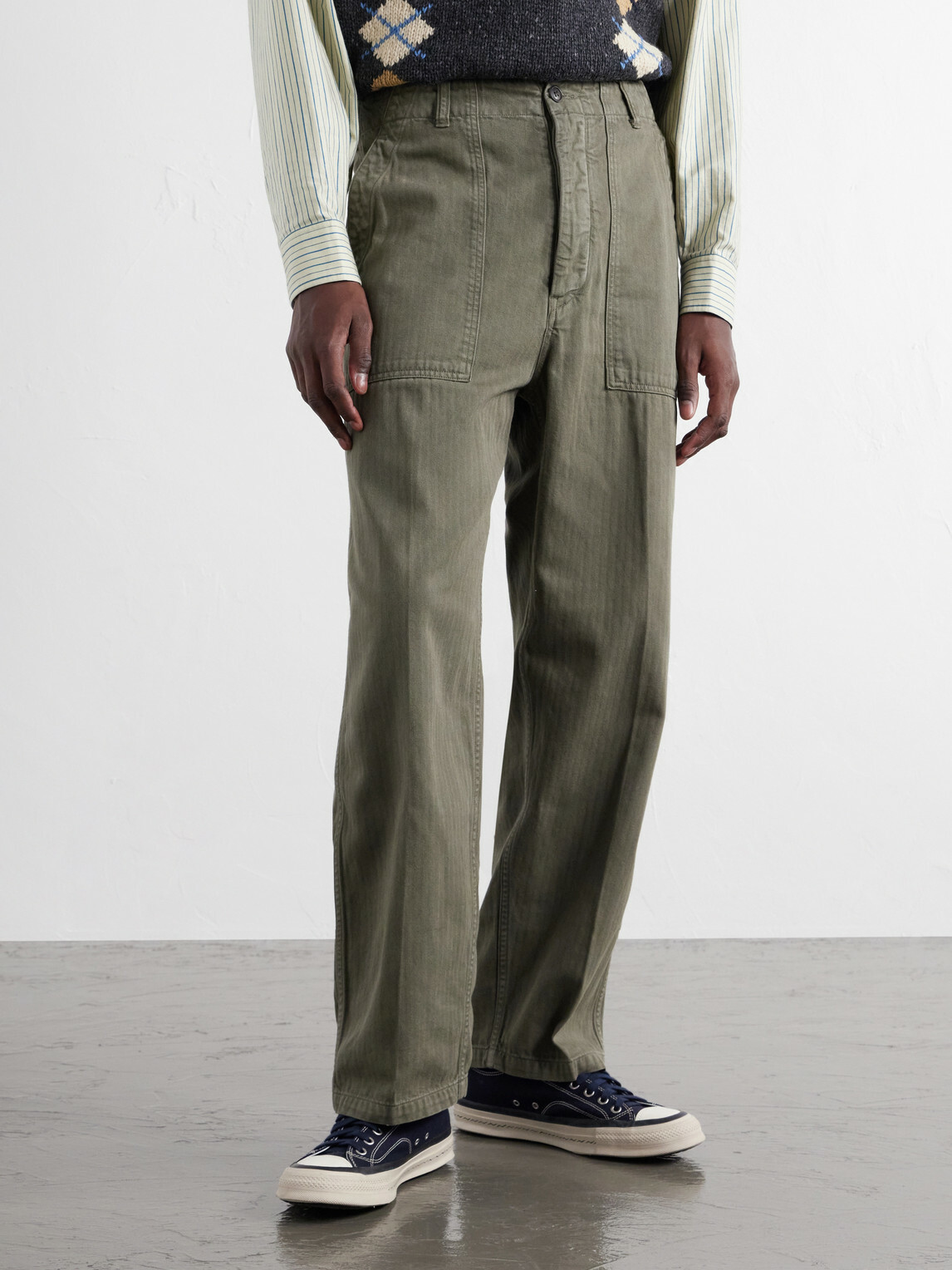 Visvim - Benning Straigh-Leg Herringbone Cotton Trousers - Green