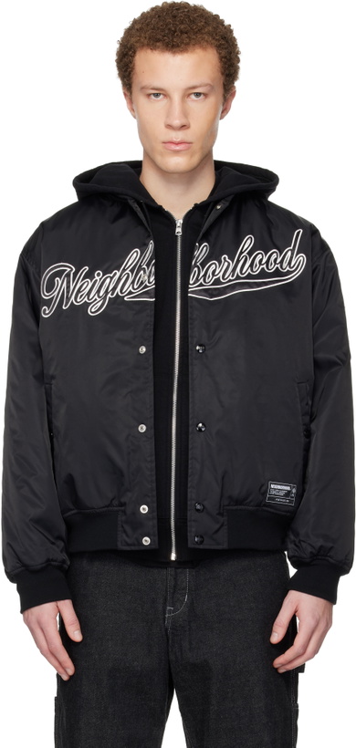 Photo: Neighborhood Black Baseball Bomber Jacket