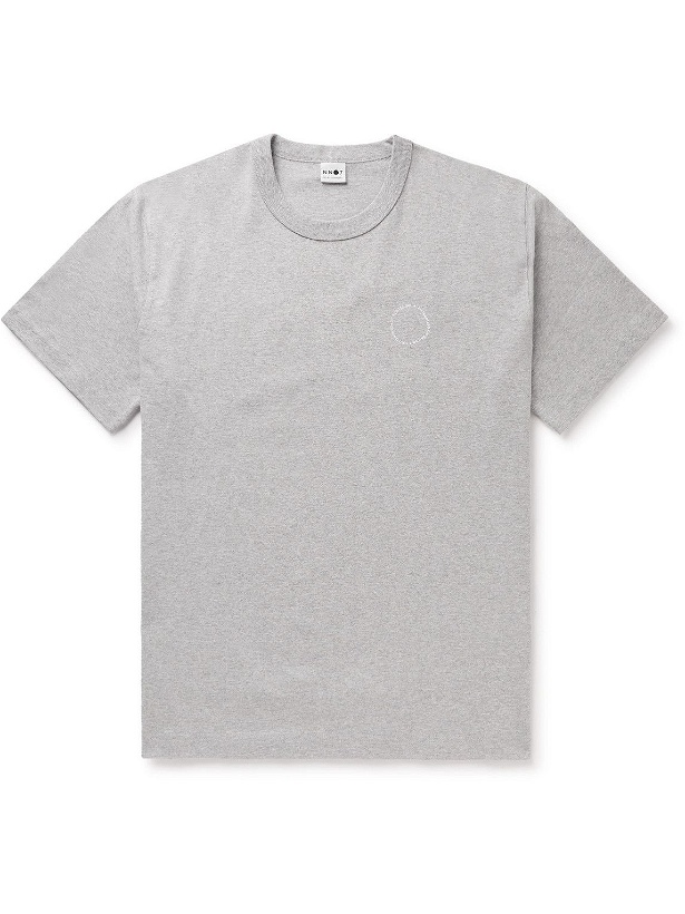 Photo: NN07 - Baker Logo-Print Cotton-Jersey T-Shirt - Gray