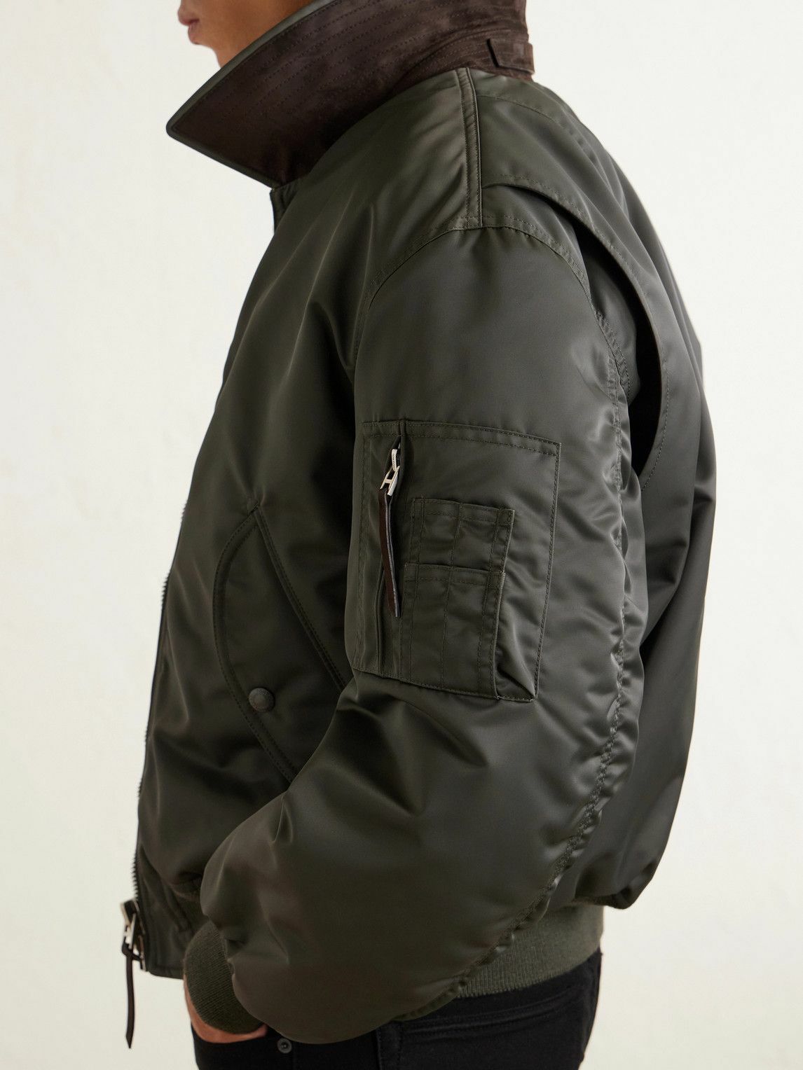 TOM FORD - Padded Satin Bomber Jacket - Green