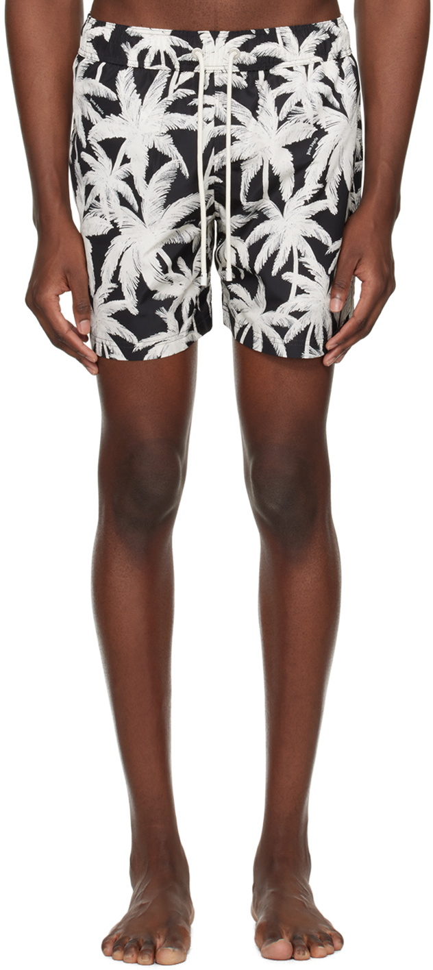 Palm Angels Black Palms Allover Swim Shorts Palm Angels