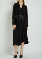 Aaron Esh Belted Jersey Midi Dress Black