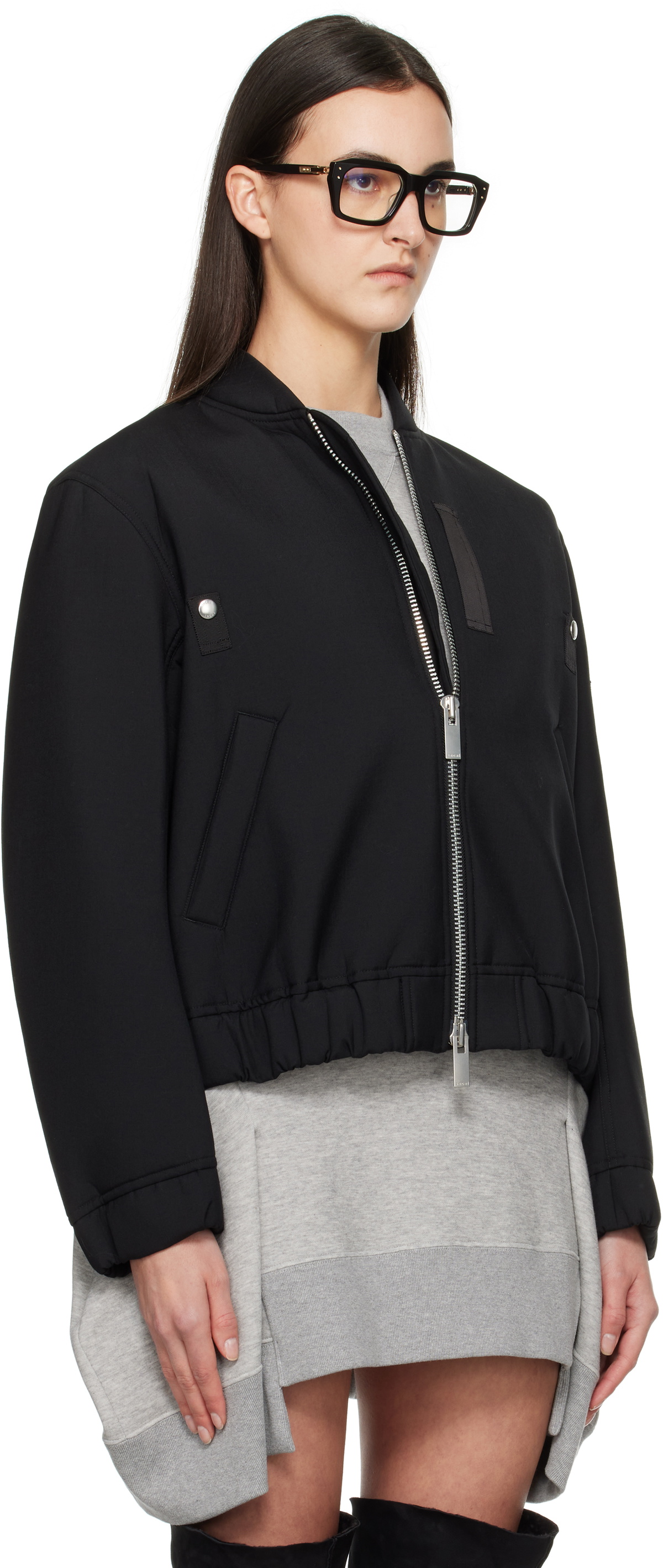 sacai Black Suiting Bonding Bomber Jacket Sacai