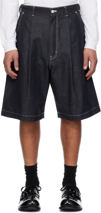 Photo: Comme des Garçons Homme Navy Cotton Nylon Denim Shorts