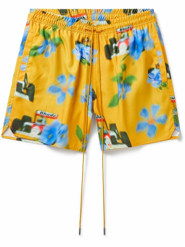 Photo: Rhude - Straight-Leg Mid-Length Printed Swim Shorts - Yellow