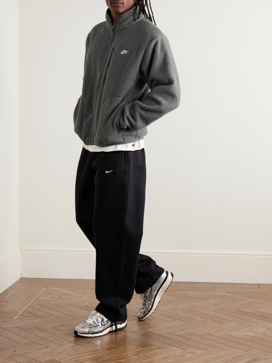 Nike - Sportswear Club Logo-Embroidered Fleece Jacket - Gray