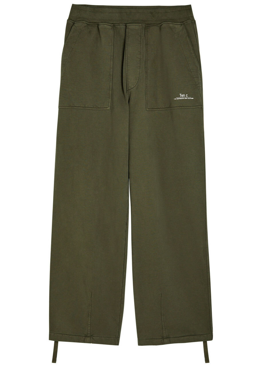 Ten C Straight-leg Cotton Sweatpants Olive