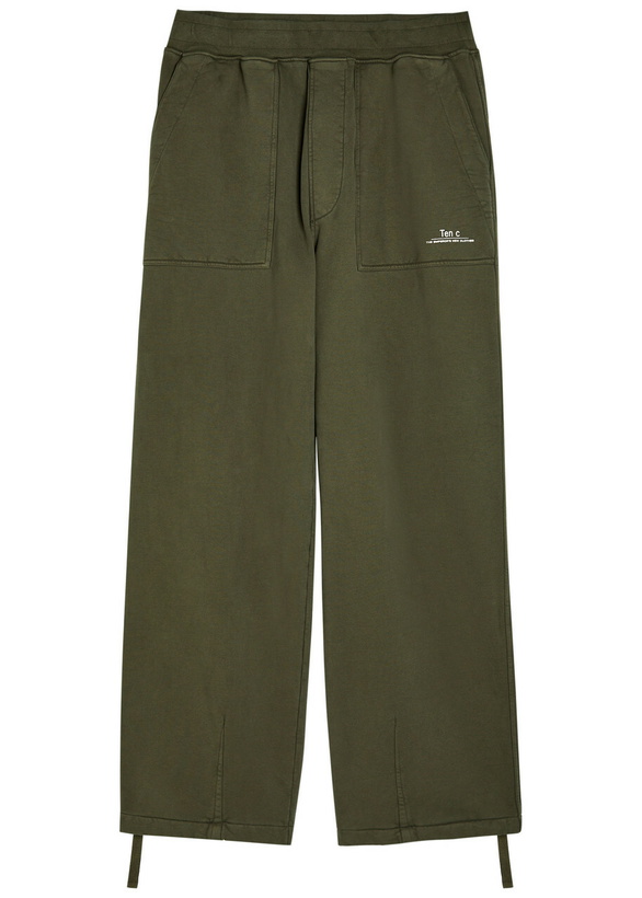 Photo: Ten C Straight-leg Cotton Sweatpants Olive
