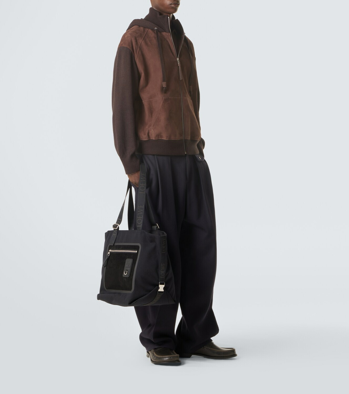 Loewe Flex Medium canvas and suede tote bag