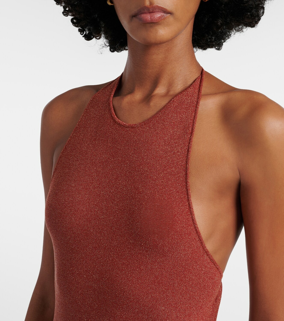 Faithfull Plissé halterneck cotton-blend maxi dress