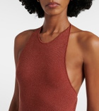 Faithfull Plissé halterneck cotton-blend maxi dress
