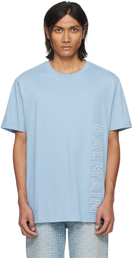 Photo: Balmain Blue Embossed T-Shirt