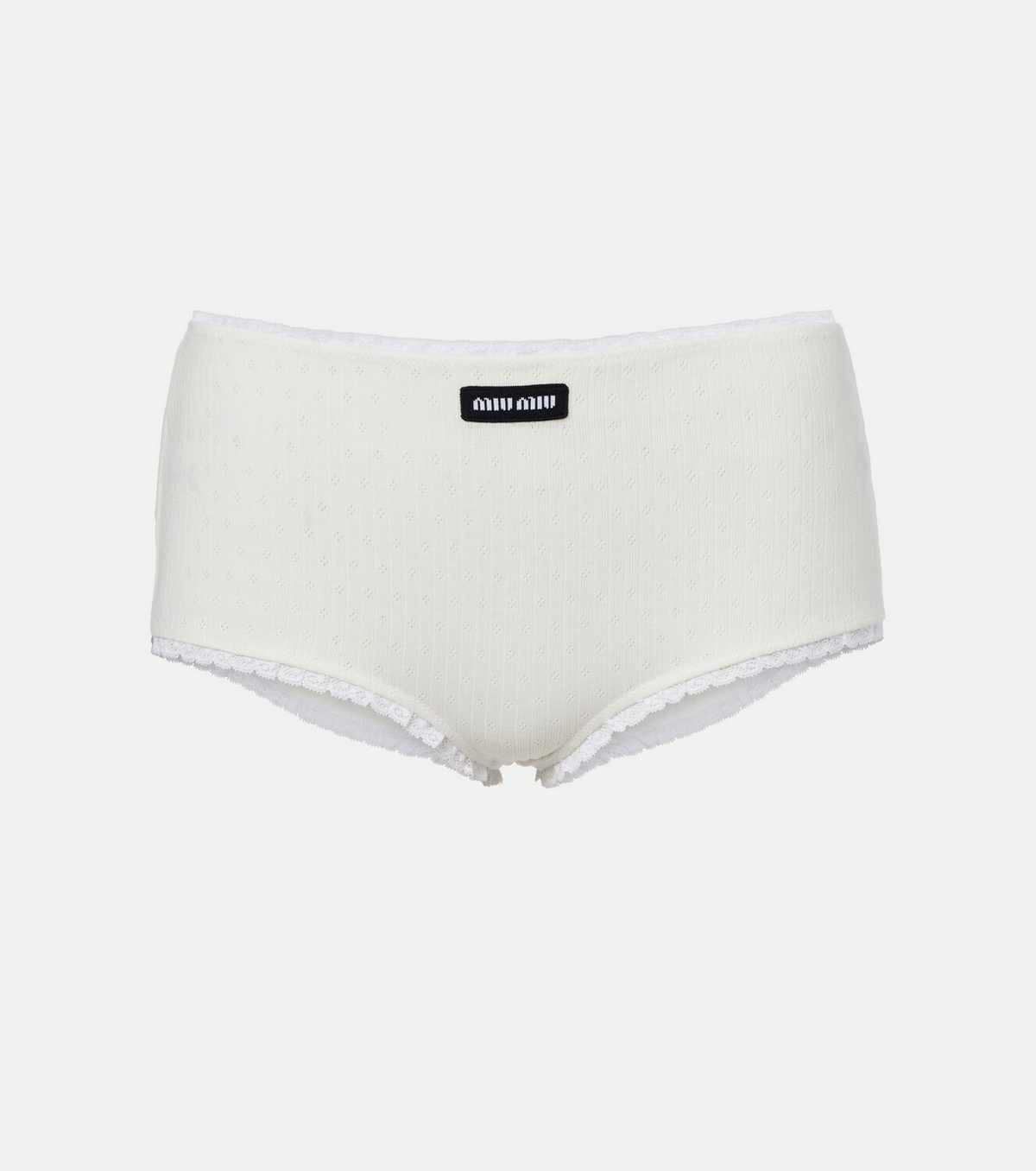 Miu Miu Pointelle cotton micro shorts