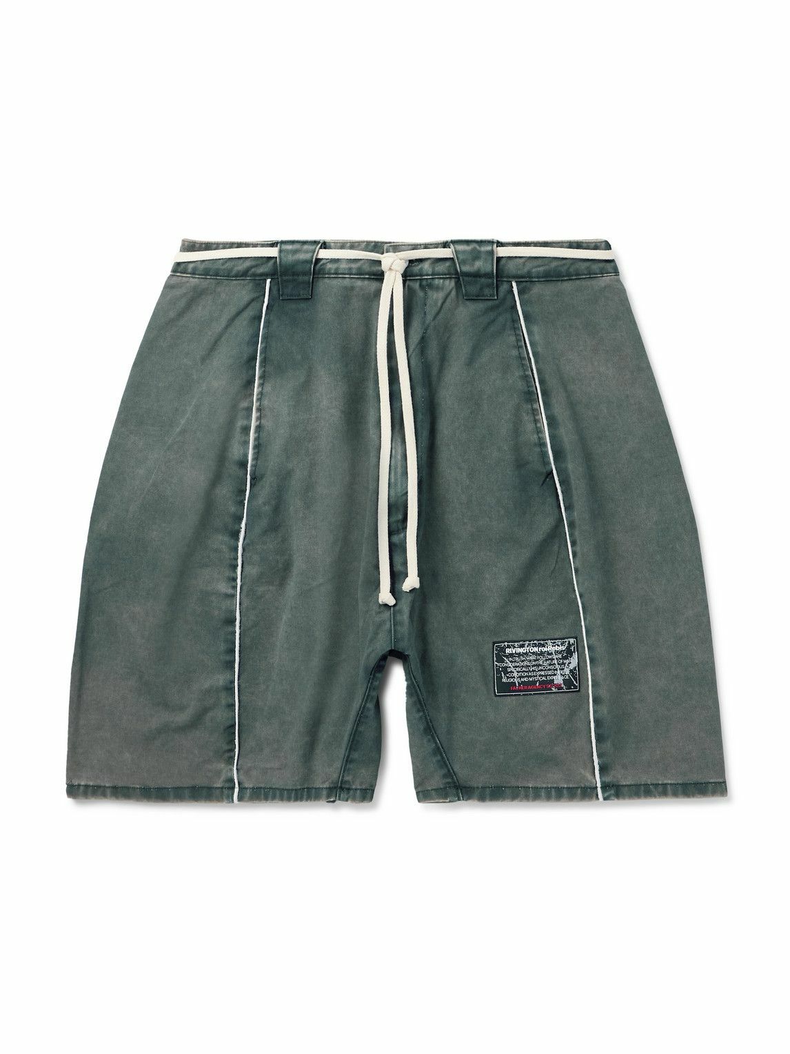 RRR123 - Father Pontius Wide-Leg Belted Cotton Shorts - Gray