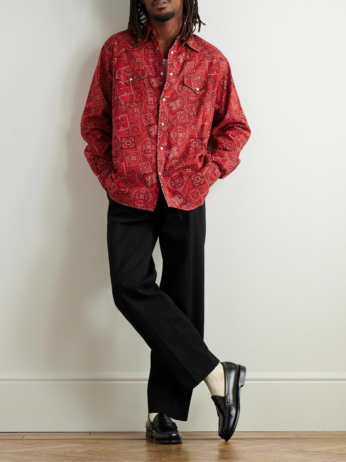 KAPITAL - Bandana-Print Cotton-Gauze Shirt - Red KAPITAL
