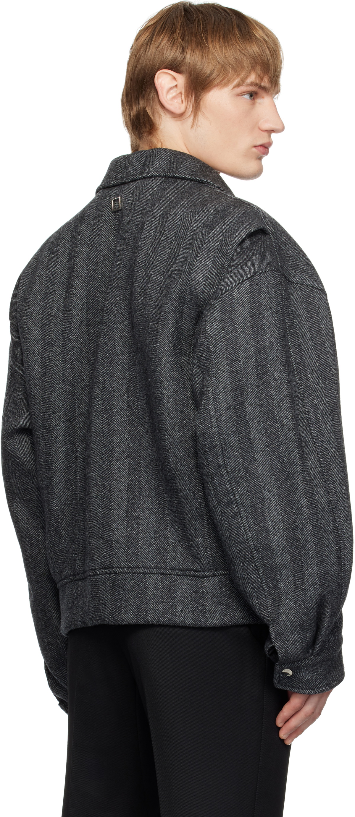 WOOYOUNGMI Gray Herringbone Wool Jacket Wooyoungmi