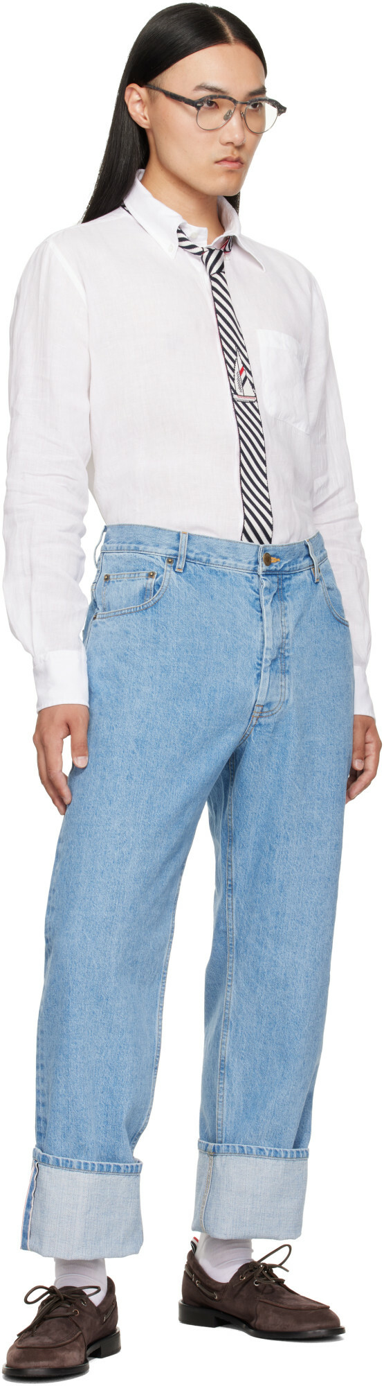 Thom Browne White Linen 4-Bar Shirt