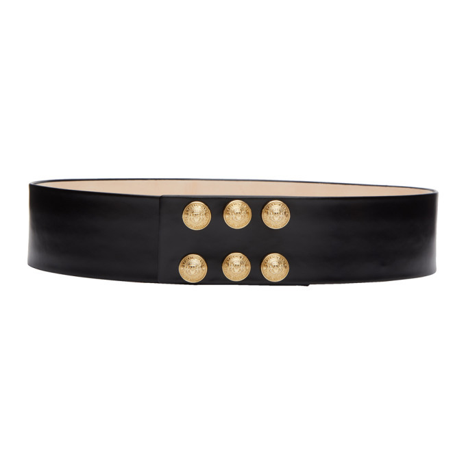 Balmain Patent Monogram-buckle Belt in Black