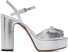 Valentino Garavani Silver Logo Heeled Sandals