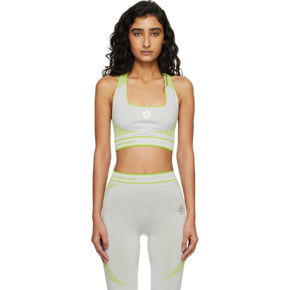 Casablanca Gray & Green Seamless Bralette