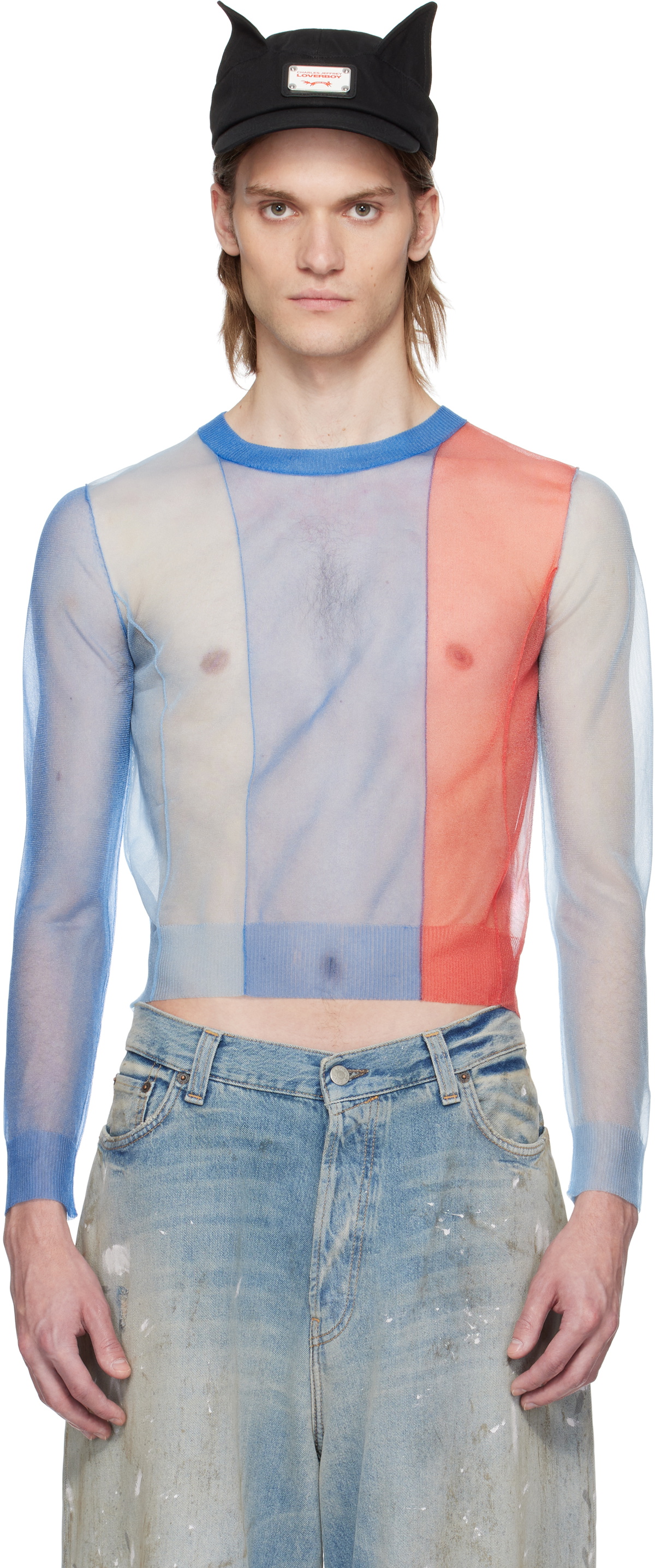 Charles Jeffrey LOVERBOY Blue Sheer Sweater