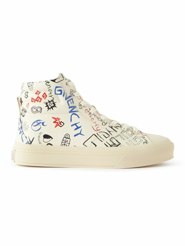 Photo: Givenchy - City Logo-Print Leather Sneakers - White