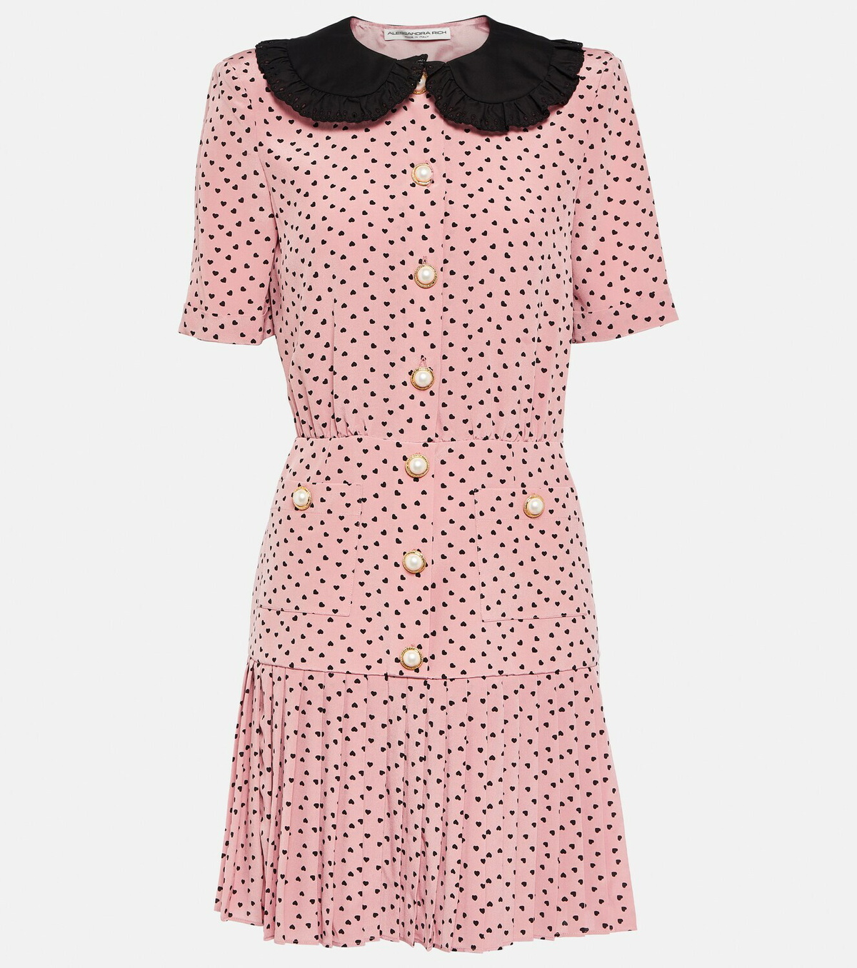 ワンピース ALESSANDRA RICH Printed silk mini dress (FABX3596F4216 900) Alessandra Rich Rose-Print Silk Satin Mini Dress - Runway