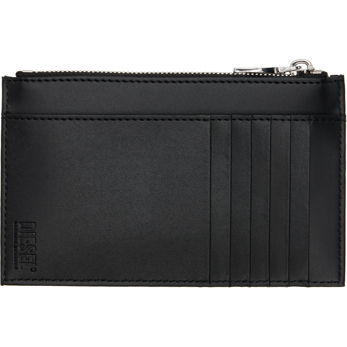 Diesel Black Zip Pocket Leather Card Holder