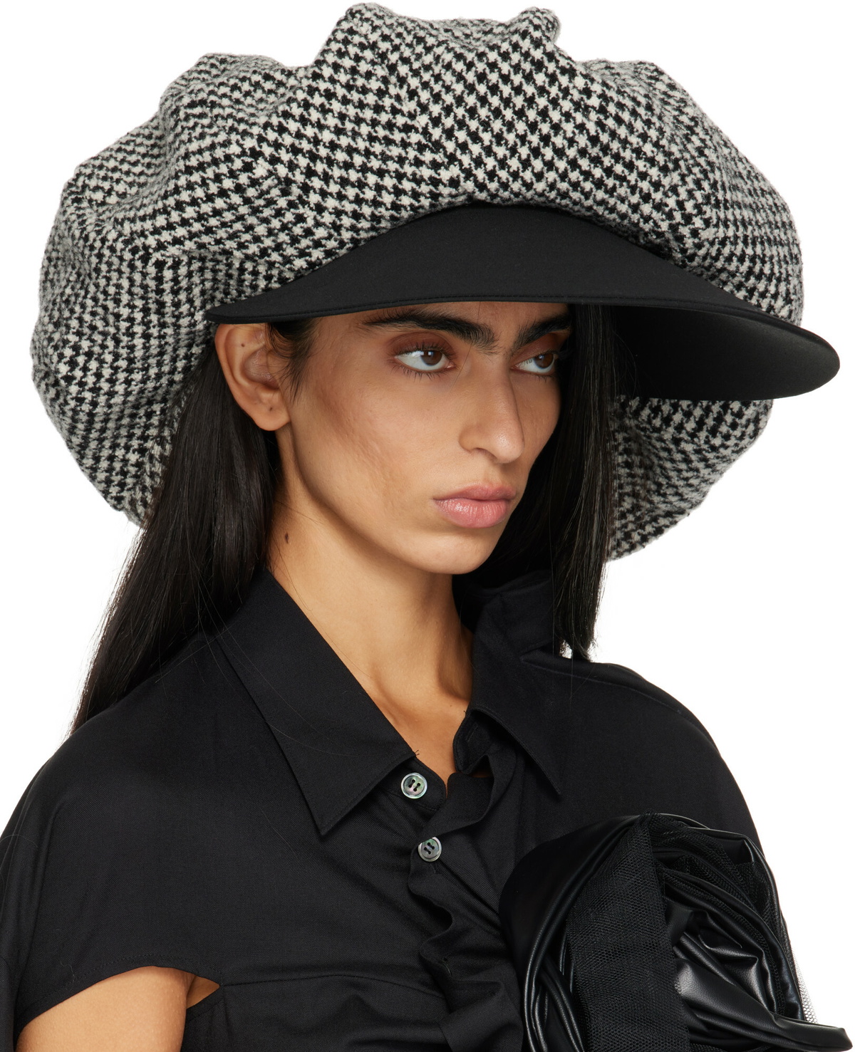 Junya Watanabe Black & White Wool Houndstooth Hat