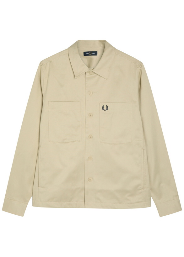 Photo: Fred Perry Logo-embroidered Cotton Overshirt Ecru
