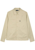Fred Perry Logo-embroidered Cotton Overshirt Ecru