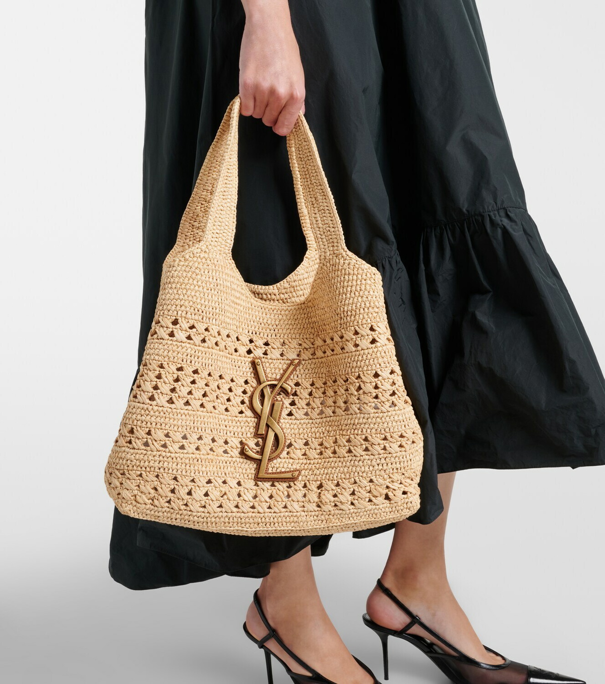 Saint Laurent Icare Medium raffia tote bag