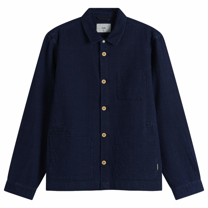 Photo: Folk Men's Assembly Jacket in Indigo Basketweave