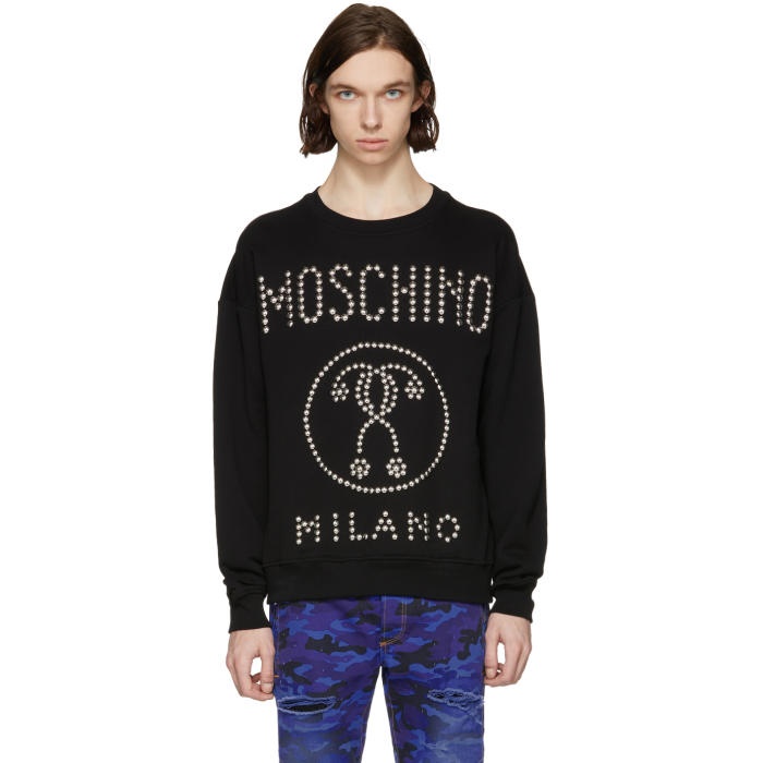 Photo: Moschino Black Studded Logo Sweatshirt 