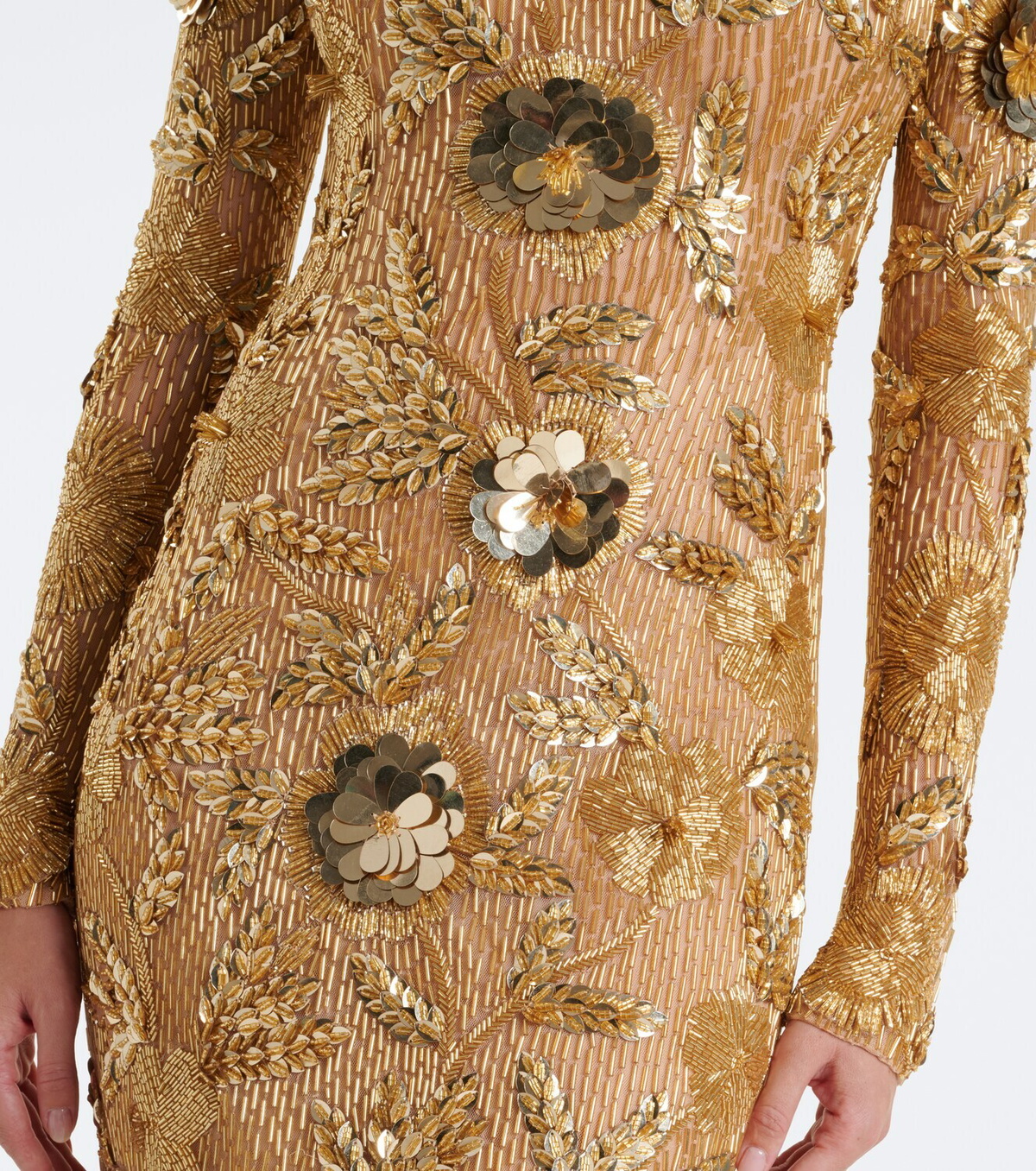 Rachel Gilbert Pierre embellished floral-appliqué gown