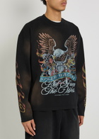 Kidwest Eagle Flame Printed Cotton T-shirt Black