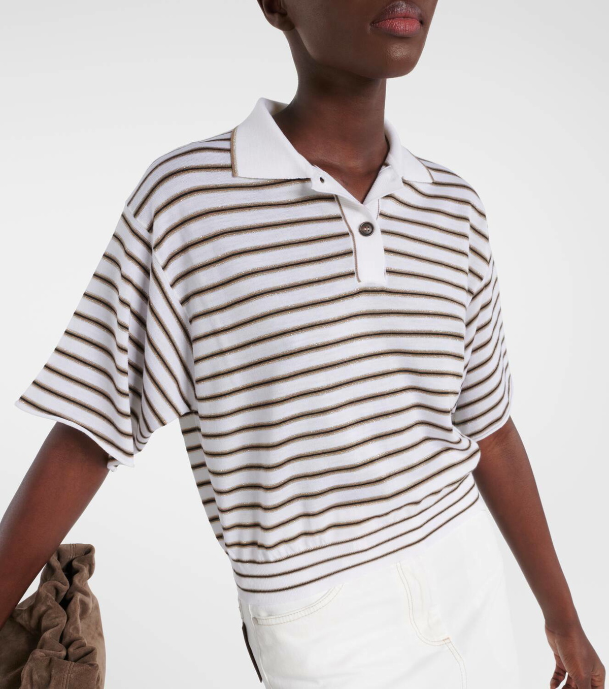 Brunello Cucinelli ストライプポロシャツ Brunello Cucinelli Striped wool and cashmere polo shirt Brunello