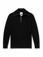 S.N.S. Herning - Fender Ribbed Virgin Wool Half-Zip Sweater - Black