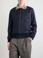 Burberry - Logo-Embroidered Checked Cotton-Gabardine Blouson Jacket - Blue