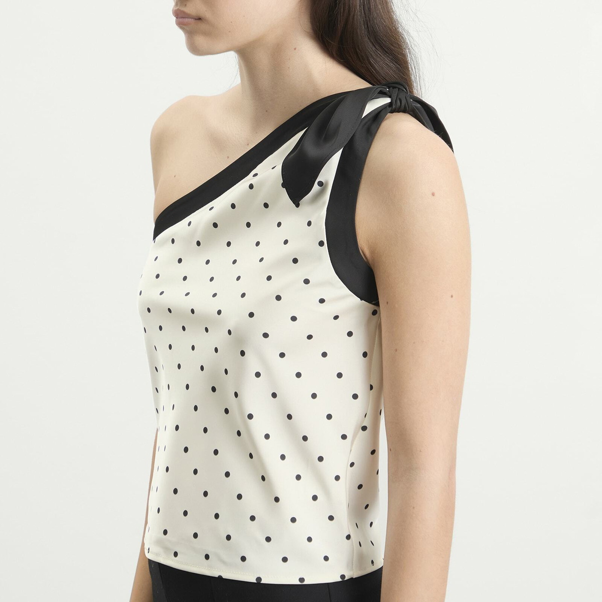 Kijun Women's Polka Dot Scarf Top in Ivory