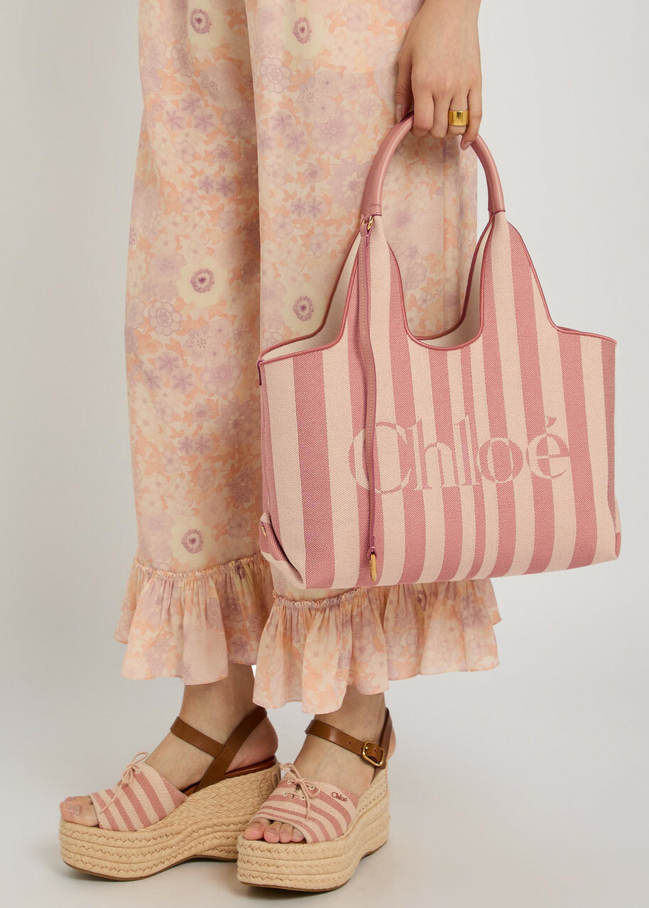 Chloe Stripy East-west Canvas Tote bag - Pink - One Size