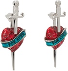 Jean Paul Gaultier Silver Heart & Sword Earrings